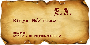 Ringer Máriusz névjegykártya